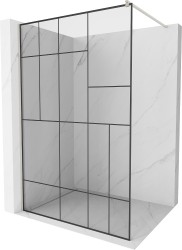 MEXEN/S - Kioto Sprchová zástena WALK-IN 120 x 200, čierny vzor 8 mm, nikel kefovaná (800-120-101-97-78)