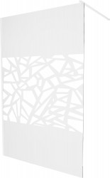 MEXEN/S - KIOTO Sprchová zástena WALK-IN 120 x 200, transparent/biely vzor 8 mm, biela (800-120-101-20-85)