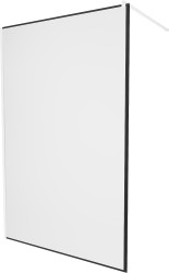 MEXEN/S - KIOTO Sprchová zástena WALK-IN 120 x 200, transparent/čierny vzor 8 mm, biela (800-120-101-20-70)
