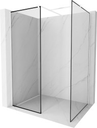 MEXEN/S - Kioto Sprchová zástena Walk-in 130 x 120, čierny vzor, biela (800-130-202-20-70-120)