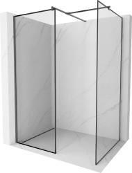 MEXEN/S - Kioto Sprchová zástena WALK-IN 130 x 120, čierny vzor, grafit kartáčovaná (800-130-202-66-70-120)