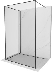 MEXEN/S - Kioto Sprchová zástena WALK-IN 130 x 120, čierny vzor, grafit kartáčovaná (800-130-212-66-70-120)