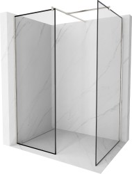 MEXEN/S - Kioto Sprchová zástena WALK-IN 130 x 120, čierny vzor, nikel kefovaná (800-130-202-97-70-120)