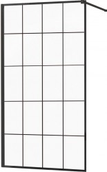 MEXEN/S - KIOTO Sprchová zástena WALK-IN 140x200 cm 8 mm, čierna, čierny vzor 1 (800-140-101-70-77)