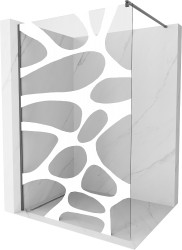 MEXEN/S - Kioto Sprchová zástena Walk-in 70 x 200, biely vzor 8 mm, grafit kartáčovaná (800-070-101-66-97)