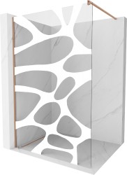 MEXEN/S - Kioto Sprchová zástena Walk-in 70 x 200, biely vzor 8 mm, meď kartáčovaná (800-070-101-65-97)