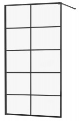 MEXEN/S - KIOTO Sprchová zástena WALK-IN 70x200 cm 8 mm, čierna, čierny vzor 1 (800-070-101-70-77)