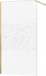 MEXEN/S - KIOTO Sprchová zástena WALK-IN 70x200 cm 8 mm, zlatá, biely vzor (800-070-101-50-85)