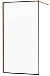 MEXEN/S - KIOTO Sprchová zástena WALK-IN 90x200 cm 8 mm, ružové zlato, čierny profil (800-090-101-60-70)