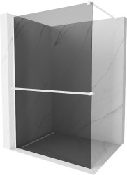 MEXEN/S - Kioto+ Sprchová zástena WALK-IN s poličkou a držiakom uterákov 100 x 200, grafit, biela (800-100-121-20-40)