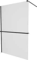 MEXEN/S - KIOTO Sprchová zástena WALK-IN s poličkou a držiakom uterákov 110 x 200, matné sklo 8 mm, čierna (800-110-121-70-30)