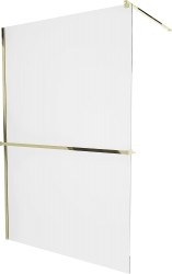 MEXEN/S - KIOTO Sprchová zástena WALK-IN s poličkou a držiakom uterákov 70 x 200, transparent 8 mm, zlatá (800-070-121-50-00)