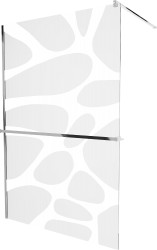 MEXEN/S - KIOTO Sprchová zástena WALK-IN s poličkou a držiakom uterákov 80 x 200, biely dekor 8 mm, chróm (800-080-121-01-97)