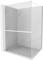 MEXEN/S - Kioto+ Sprchová zástena WALK-IN s poličkou a držiakom uterákov 80 x 200, transparent, biela (800-080-121-20-00)