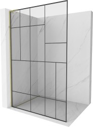 MEXEN/S - Kyoto L Sprchová zástena WALK-IN 120 x 200, čierny vzor, zlato (800-120-103-50-78)
