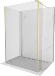 MEXEN/S - Kyoto Sprchová zástena WALK-IN 130 x 80 x 30, transparent, zlatá kartáčovaná (800-130-080-221-55-00-030)