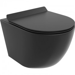 MEXEN/S - Lena Závesná WC misa Rimless Tornado vrátane sedátka s slow slim, duroplast, čierna mat (30220185T)