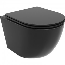 MEXEN/S - Lena Závesná WC misa Rimless Tornado vrátane sedátka s slow slim, duroplast, čierna mat (30221085T)