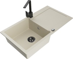 MEXEN/S - Leo granitový drez 1-miska s odkvapkávačom vrátane batérie Rita, béžový (6501-69-670300-70)