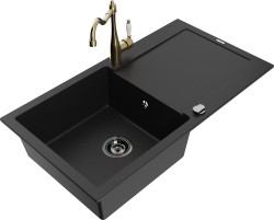 MEXEN/S - Leo granitový drez 1 s odkvapkávačom vrátane batérie Carla, čierna (6501-77-670700-50-B)