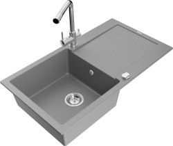 MEXEN/S - Leo granitový drez s odkvapkávačom vrátane batérie Duero, šedá (6501-71-671600-00)