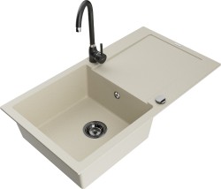 MEXEN/S - Leo granitový drez s odkvapkávačom vrátane batérie Telma, béžová (6501-69-670200-70)