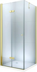 MEXEN/S - Lima sprchovací kút zalamovací 100x100, sklo transparent, zlatá + vanička (856-100-100-50-00-4010)