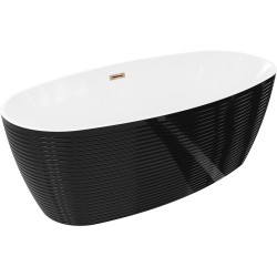 MEXEN/S - Lira voľne stojaca vaňa vzor 170 x 80, biela/čierna, sifón a prepad ružové zlato (52831708075-60)