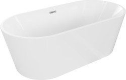 MEXEN/S - Luna vaňa voľne stojaca 150 x 75, biela, sifón a prepad chróm (52031507500-01)