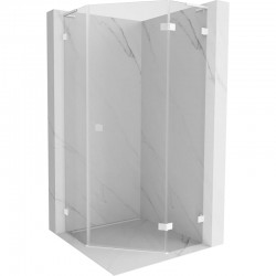 MEXEN/S - Lunar L sprchový kút päťboký krídlový pravá 90 x 90, transparent, biela (831L-090P-090L-20-00-P)