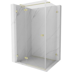 MEXEN/S - Lunar T sprchovací kút dvere krídlové ľavá 90 x 80, transparent, zlato kartáčovaná (834T-090-080-55-00-L)