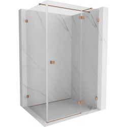 MEXEN/S - Lunar T sprchovací kút dvere krídlové pravá 140 x 80, transparent, meď kartáčovaná (834T-140-080-65-00-P)