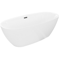 MEXEN/S - Luvo Slim voľne stojaca vaňa 170 x 75, biela, sifón a prepad čierna (52801707500-70)