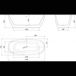 MEXEN/S - Luvo Slim voľne stojaca vaňa 170 x 75, biela, sifón a prepad meď kartáčovaná (52801707500-65)