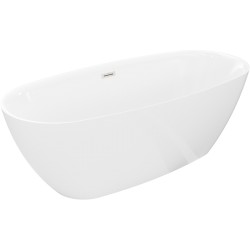 MEXEN/S - Luvo Slim voľne stojaca vaňa 170 x 75, biela, sifón a prepad nikel kartáčovaný (52801707500-97)