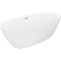 MEXEN/S - Luvo Slim voľne stojaca vaňa 170 x 75, biela, sifón a prepad ružové zlato (52801707500-60)