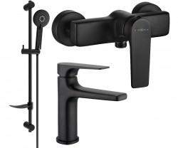 MEXEN/S - Lynx DF40 SET umývadlová batéria + sprchová s príslušenstvom, čierna (745904DF40-70)