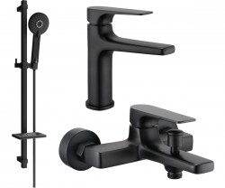 MEXEN/S - Lynx DQ40 Set umývadlovej a vaňovej batérie s príslušenstvom, čierna (745903DQ40-70)