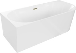 MEXEN/S - Mia vaňa voľne stojaca rohová ľavá 150 x 75, biela, sifón a prepad zlatá (52691507500L-50)