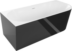 MEXEN/S - Mia voľne stojaca rohová vaňa ľavá 160 x 75, biela/čierna, sifón a prepad biela (52691607575L-20)