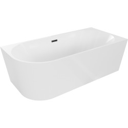 MEXEN/S - Mia voľne stojaca rohová vaňa pravá 140 x 75, biela, sifón a prepad čierna (52691407500P-70)