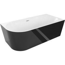 MEXEN/S - Mia voľne stojaca rohová vaňa pravá 160 x 80, biela/čierna, sifón a prepad chróm (52691608075P-01)