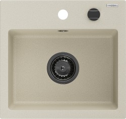MEXEN/S - Milo granitový drez 1 435 x 410 mm, béžová, + čierny sifón (6505441000-69-B)