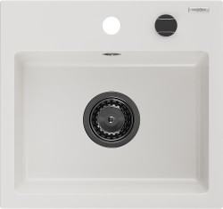 MEXEN/S - Milo granitový drez 1 435 x 410 mm, biela, + sifón grafit (6505441000-20-B)