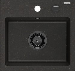 MEXEN/S - Milo granitový drez 1 435 x 410 mm, čierna/zlatý metalik, + čierny sifón (6505441000-75-B)