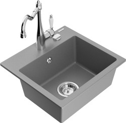 MEXEN/S - Milo granitový drez 1-miska vrátane batérie Carla, šedá (6505-71-670700-00)