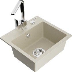 MEXEN/S - Milo granitový drez 1-miska vrátane batérie Rita, béžový (6505-69-670300-00)