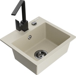 MEXEN/S - Milo granitový drez 1-miska vrátane batérie Rita, béžový (6505-69-670300-70)