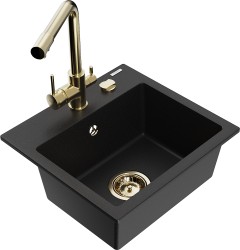 MEXEN/S - Milo granitový drez vrátane batérie Duero, čierna (6505-77-671600-50)