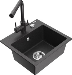 MEXEN/S - Milo granitový drez vrátane batérie Duero, čierna kropenatá (6505-76-671600-76)